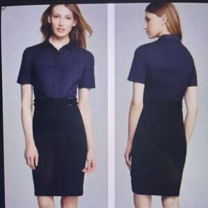 TORY BURCH Navy & Black Cotton & Wool Blend Dress Style#30142410 Sz.XL